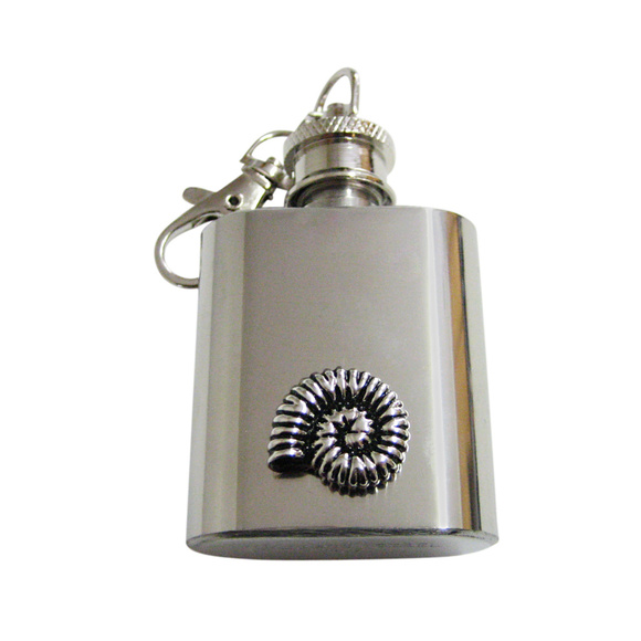 Textured Ammonite Fossil Design Keychain Flask - Picture 1 of 1
